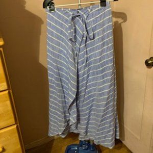 Fourteenth Place mock wrap blue and white maxi skirt